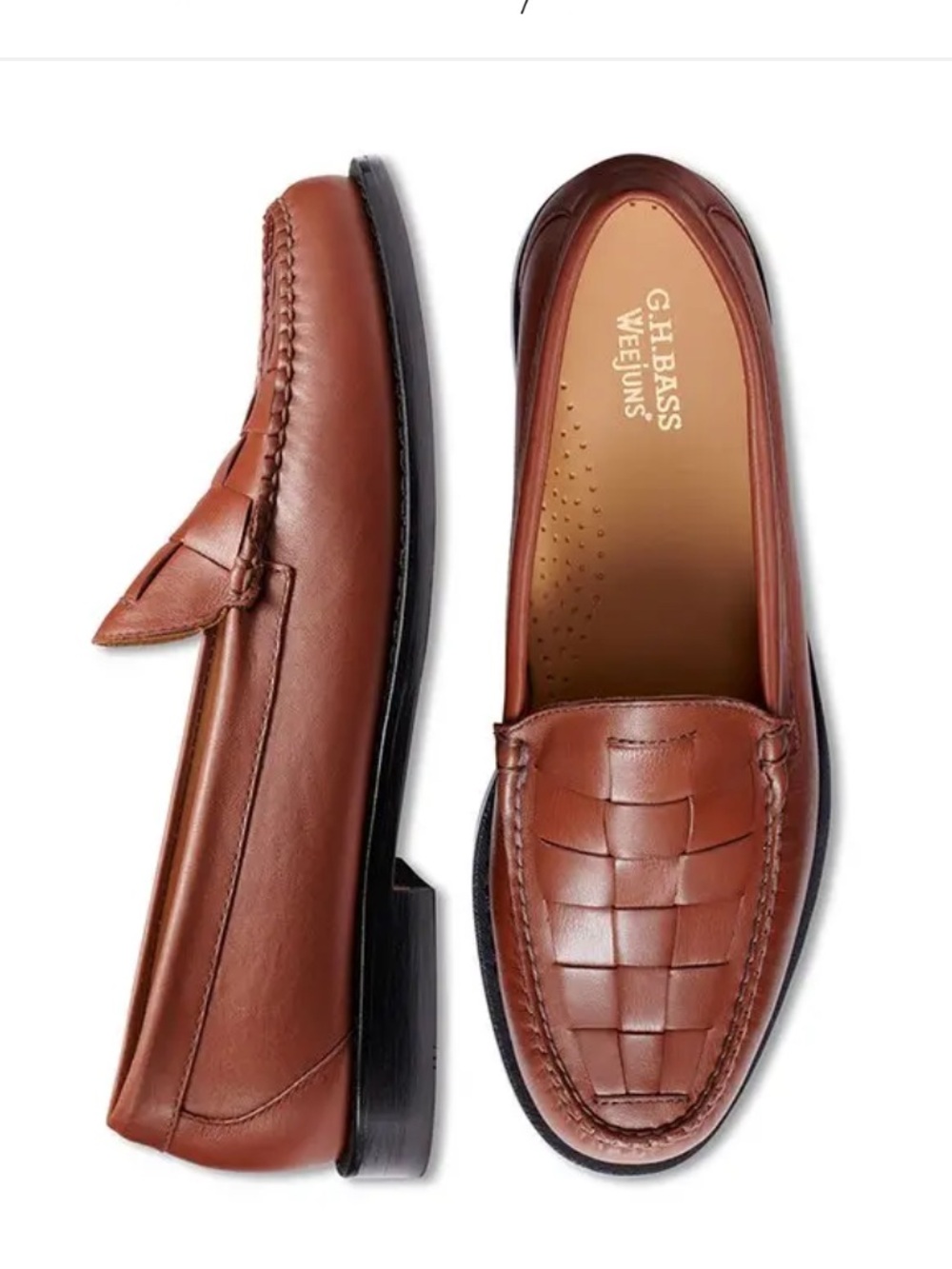 G.H Bass Larson Venetian Weave Loafers Tan Leather men’s shoes Revolve 12